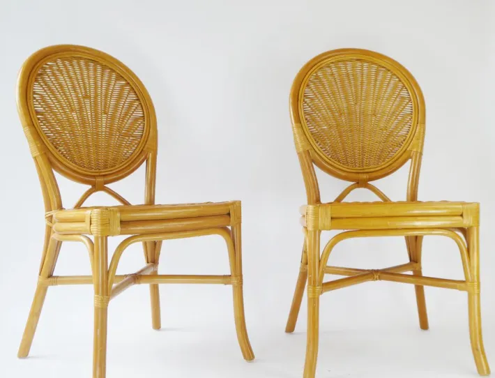 Pamono Vintage Bohemian Rattan & Wicker Peacock Seat, Set of 2 Discount