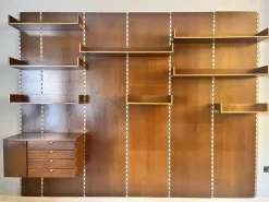 Pamono Vintage Boiserie Wood Bookcase with Shelves and Suspensions Top, 1960s Outlet