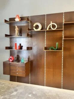 Pamono Vintage Boiserie Wood Bookcase with Shelves and Suspensions Top, 1960s Outlet