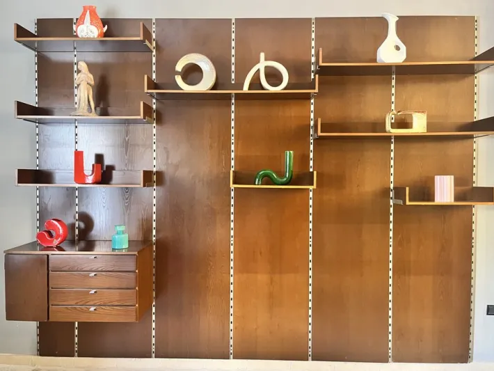 Pamono Vintage Boiserie Wood Bookcase with Shelves and Suspensions Top, 1960s Outlet