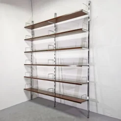 Pamono Vintage Bookcase in Steel and Walnut from Mim Roma, 1970s, Set of 2 Online