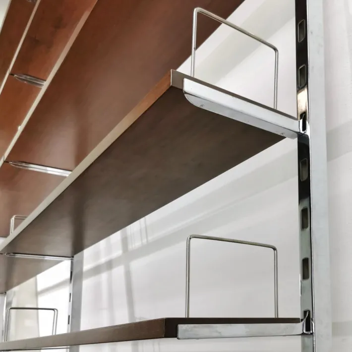 Pamono Vintage Bookcase in Steel and Walnut from Mim Roma, 1970s, Set of 2 Online