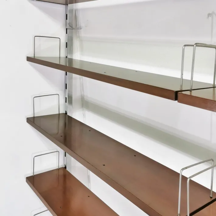 Pamono Vintage Bookcase in Steel and Walnut from Mim Roma, 1970s, Set of 2 Online