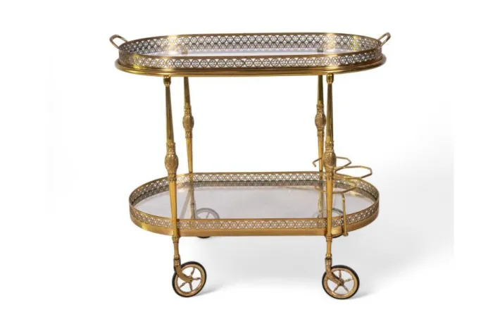 Pamono Vintage Brass and Glass Bar Cart, 1950s Clearance