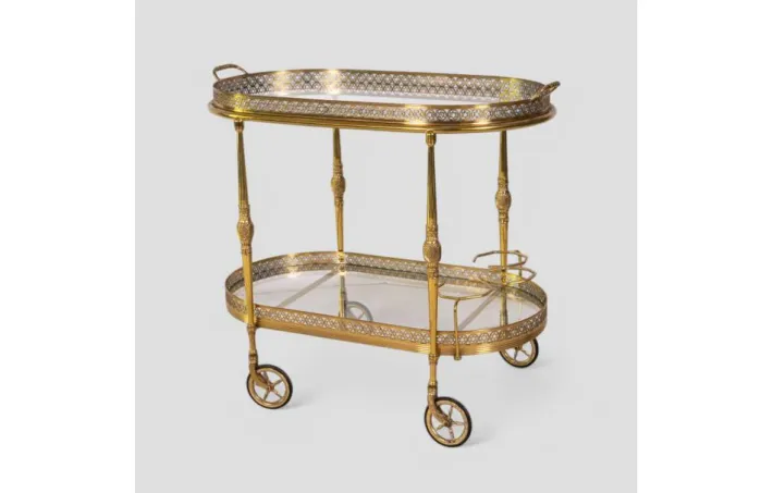 Pamono Vintage Brass and Glass Bar Cart, 1950s Clearance