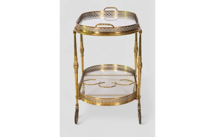 Pamono Vintage Brass and Glass Bar Cart, 1950s Clearance