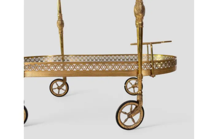 Pamono Vintage Brass and Glass Bar Cart, 1950s Clearance