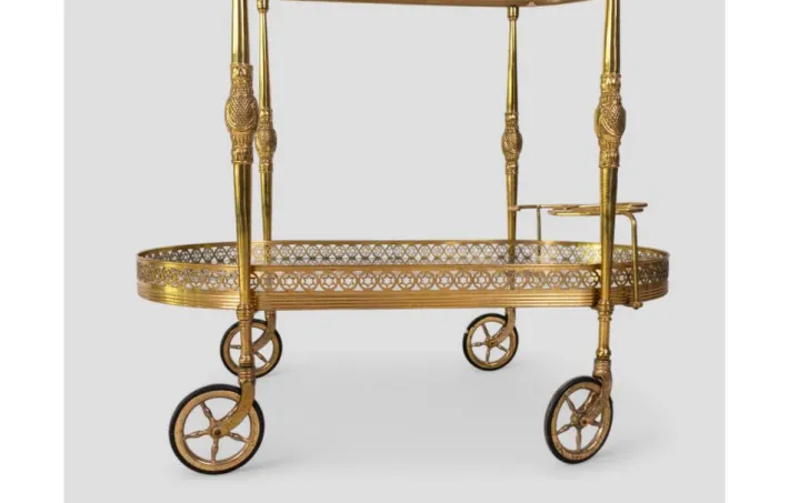 Pamono Vintage Brass and Glass Bar Cart, 1950s Clearance