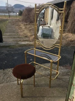 Pamono Vintage Brass Dressing Table & Stool, 1950s, Set of 2 Clearance