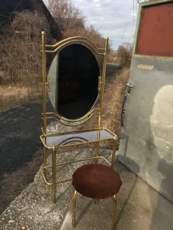 Pamono Vintage Brass Dressing Table & Stool, 1950s, Set of 2 Clearance