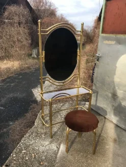 Pamono Vintage Brass Dressing Table & Stool, 1950s, Set of 2 Clearance