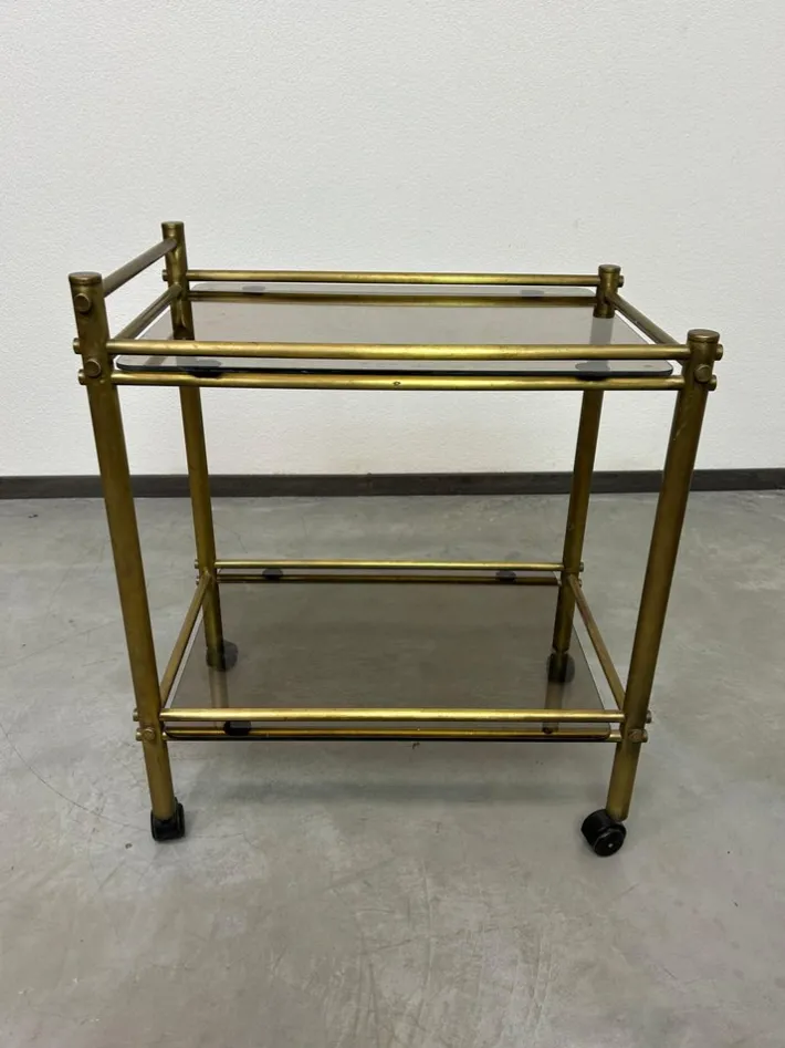 Pamono Vintage Brass Serving Trolley, 1970s Best