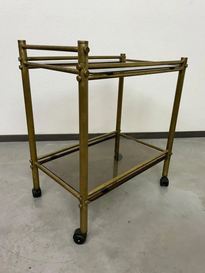 Pamono Vintage Brass Serving Trolley, 1970s Best