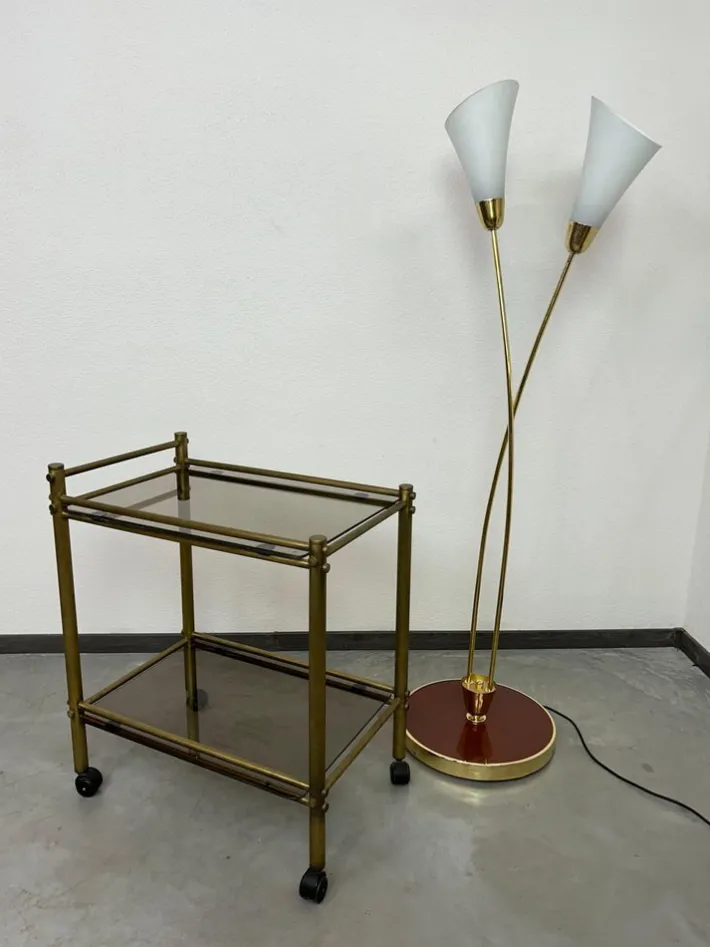 Pamono Vintage Brass Serving Trolley, 1970s Best