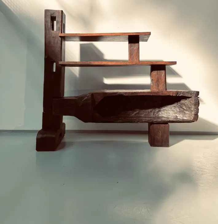 Pamono Vintage Brazilian Folk Art Handmade Wall Cabinet in Cumaru Wood, 1960s Clearance