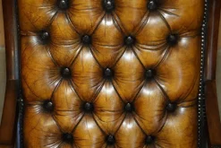 Pamono Vintage Brown Leather Chesterfield Rocking Armchair