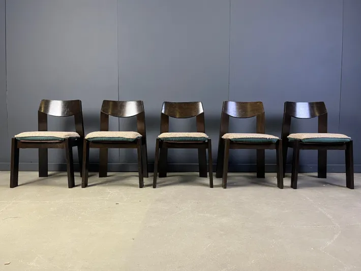 Pamono Vintage Brutalist Dining Chairs, 1970s, Set of 5 Outlet