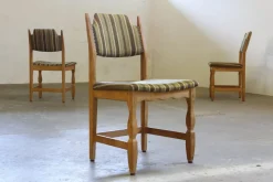 Pamono Vintage Brutalist Oak Dining Chairs by Henning Kjærnulf, 1960s, Set of 6 Online