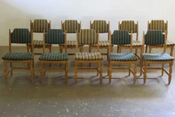 Pamono Vintage Brutalist Oak Dining Chairs by Henning Kjærnulf, 1960s, Set of 6 Online