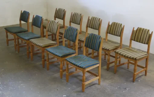 Pamono Vintage Brutalist Oak Dining Chairs by Henning Kjærnulf, 1960s, Set of 6 Online