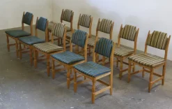 Pamono Vintage Brutalist Oak Dining Chairs by Henning Kjærnulf, 1960s, Set of 10