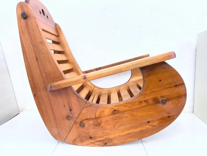 Pamono Vintage Brutalist Rocking Chair in Pine by Wasa, 1970s Discount