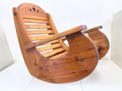 Pamono Vintage Brutalist Rocking Chair in Pine by Wasa, 1970s Discount