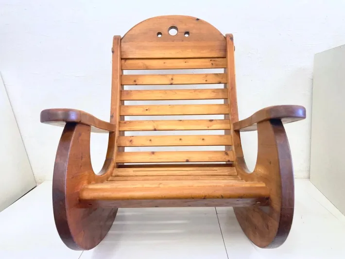 Pamono Vintage Brutalist Rocking Chair in Pine by Wasa, 1970s Discount