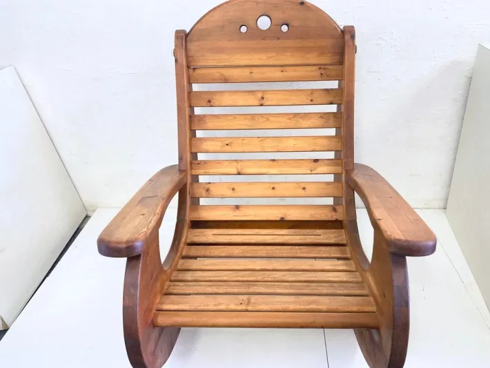 Pamono Vintage Brutalist Rocking Chair in Pine by Wasa, 1970s Discount