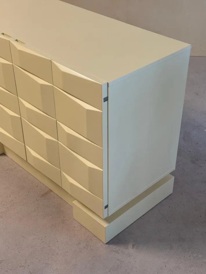 Pamono Vintage Brutalist Sideboard Cabinet with Graphic Panelled Doors, 1970s Discount