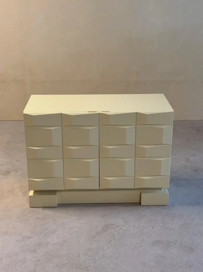 Pamono Vintage Brutalist Sideboard Cabinet with Graphic Panelled Doors, 1970s Discount