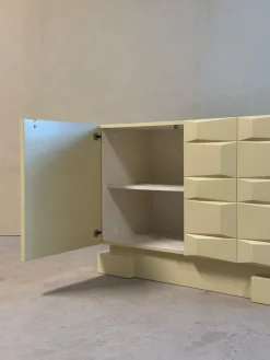 Pamono Vintage Brutalist Sideboard Cabinet with Graphic Panelled Doors, 1970s Discount