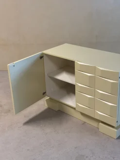 Pamono Vintage Brutalist Sideboard Cabinet with Graphic Panelled Doors, 1970s Discount