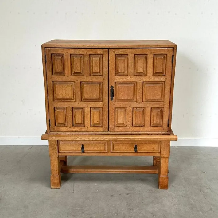 Pamono Vintage Brutalist Style Spanish Oak Cabinet, 1970s