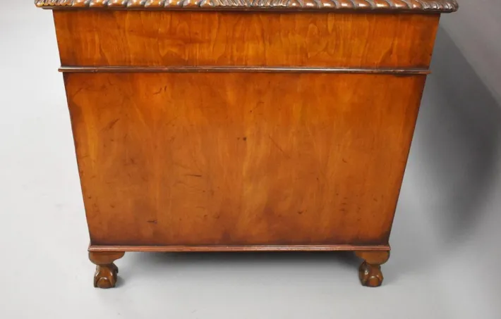 Pamono Vintage Burr Walnut Pedestal Desk, 1920 Hot