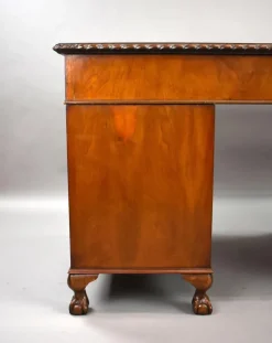 Pamono Vintage Burr Walnut Pedestal Desk, 1920 Hot