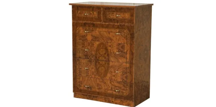 Pamono Vintage Burr Walnut Veneer Chest of Drawers, Italy New