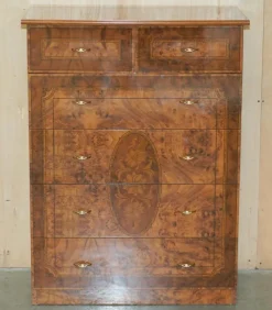 Pamono Vintage Burr Walnut Veneer Chest of Drawers, Italy New