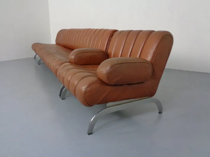 Pamono Vintage Camel Leather Sofa and Chairs by Karl Wittmann for Wittmann Möbelwerkstätten, 1960s, Set of 3 Clearance