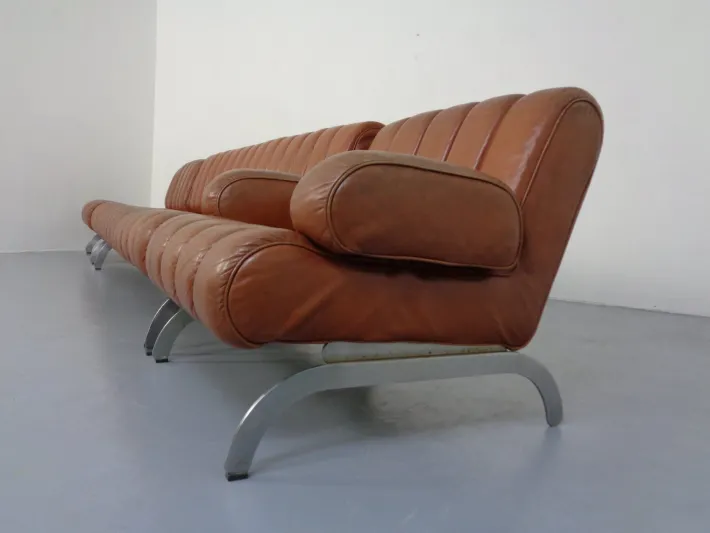 Pamono Vintage Camel Leather Sofa and Chairs by Karl Wittmann for Wittmann Möbelwerkstätten, 1960s, Set of 3 Clearance