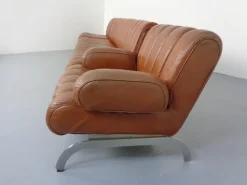 Pamono Vintage Camel Leather Sofa and Chairs by Karl Wittmann for Wittmann Möbelwerkstätten, 1960s, Set of 3 Clearance