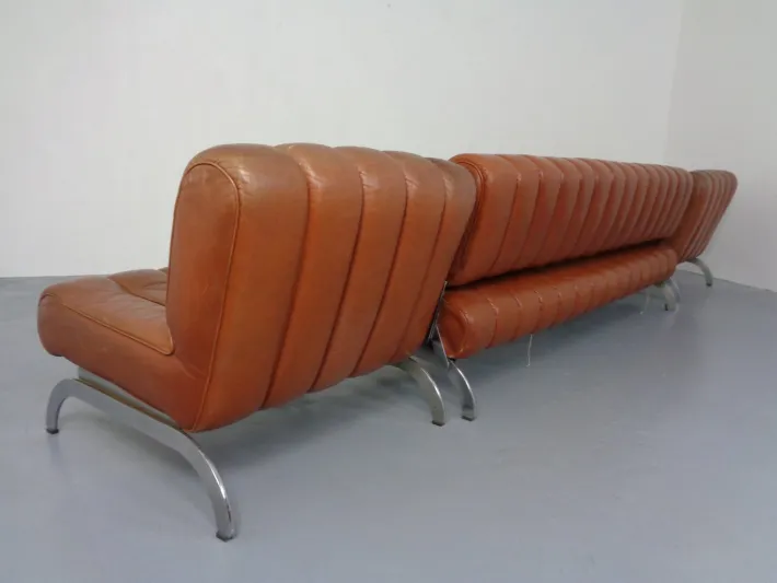 Pamono Vintage Camel Leather Sofa and Chairs by Karl Wittmann for Wittmann Möbelwerkstätten, 1960s, Set of 3 Clearance