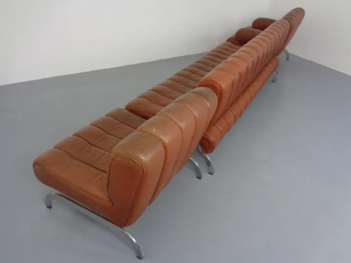 Pamono Vintage Camel Leather Sofa and Chairs by Karl Wittmann for Wittmann Möbelwerkstätten, 1960s, Set of 3 Clearance