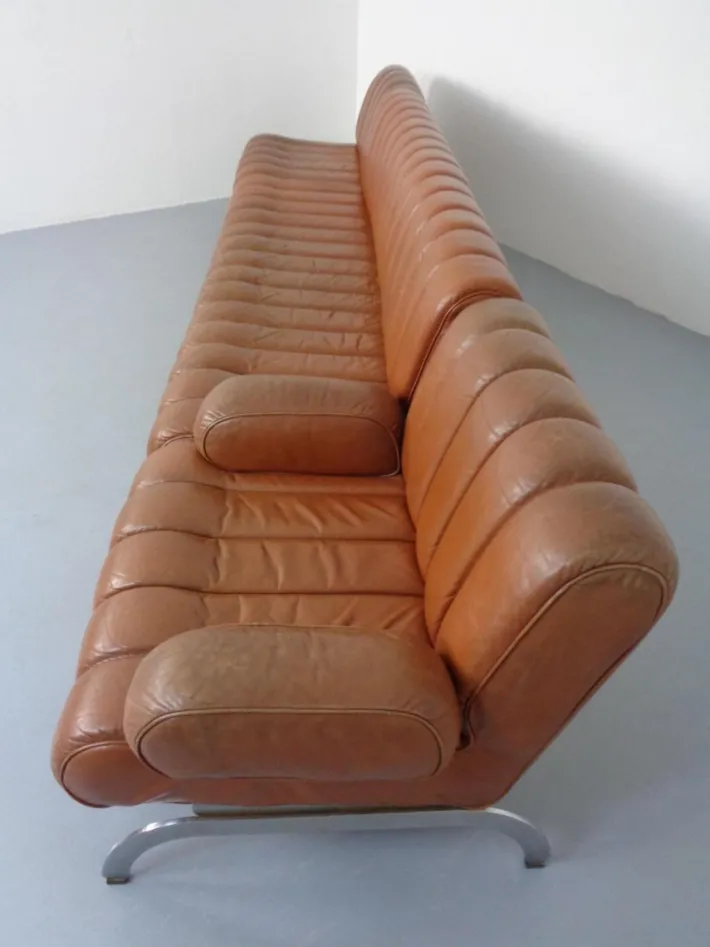 Pamono Vintage Camel Leather Sofa and Chairs by Karl Wittmann for Wittmann Möbelwerkstätten, 1960s, Set of 3 Clearance