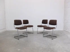 Pamono Vintage Cantilever Chairs by Karl Dittert for Stoll Giroflex, 1970s, Set of 4 New