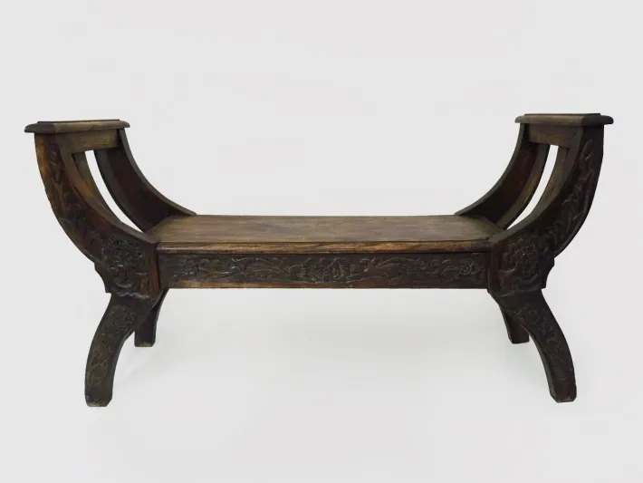 Pamono Vintage Carved Wooden Syrian Bench, 1950s Hot