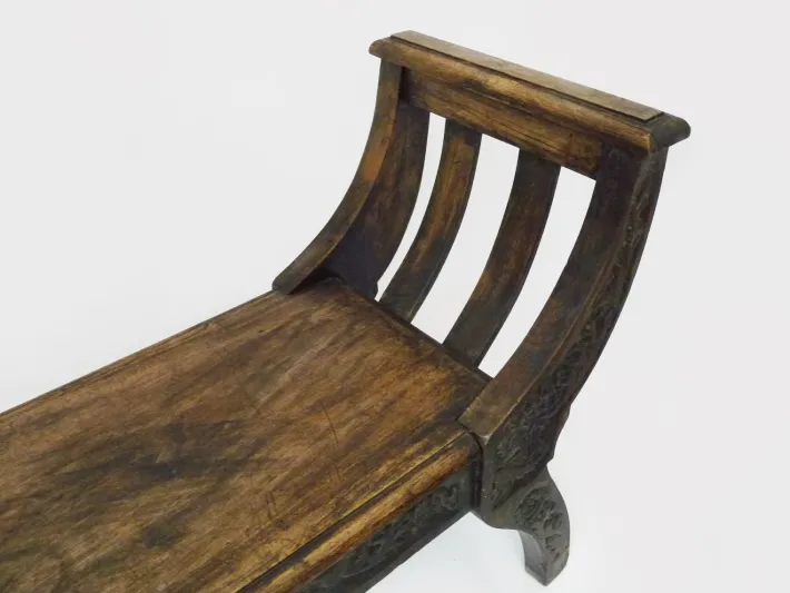 Pamono Vintage Carved Wooden Syrian Bench, 1950s Hot