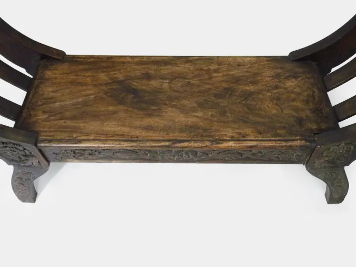 Pamono Vintage Carved Wooden Syrian Bench, 1950s Hot