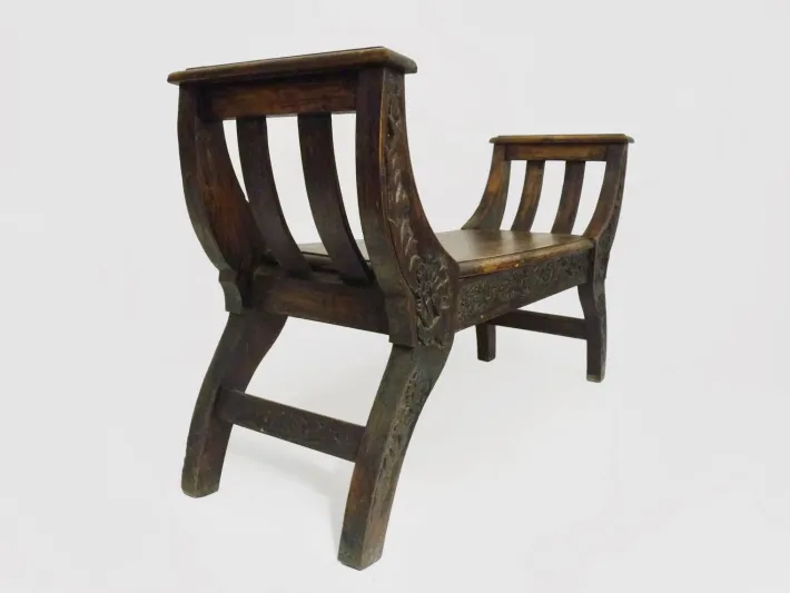 Pamono Vintage Carved Wooden Syrian Bench, 1950s Hot