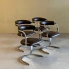Pamono Vintage Cast Iron and Chromed Dining Chairs, 1970s, Set of 4 Outlet